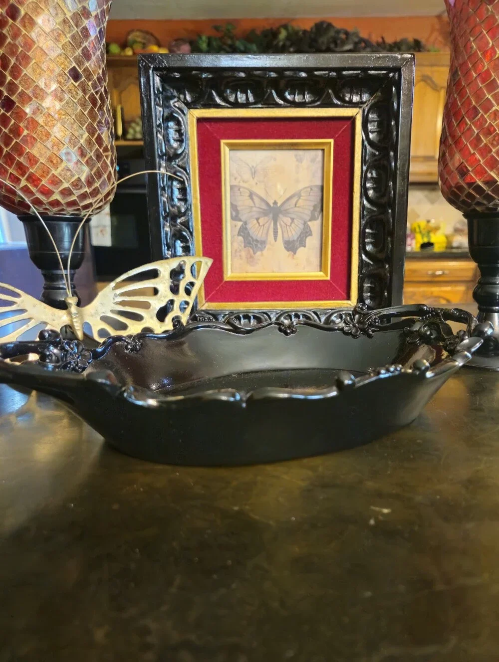 Ornate Black Decorative Serving/trinket Tray